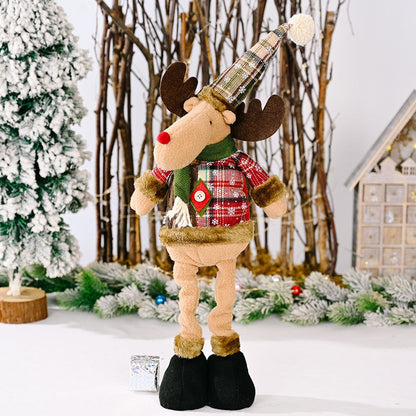 Adjustable Telescopic Christmas Doll | Plush Santa Claus & Snowman Standing Ornament Decor eprolo