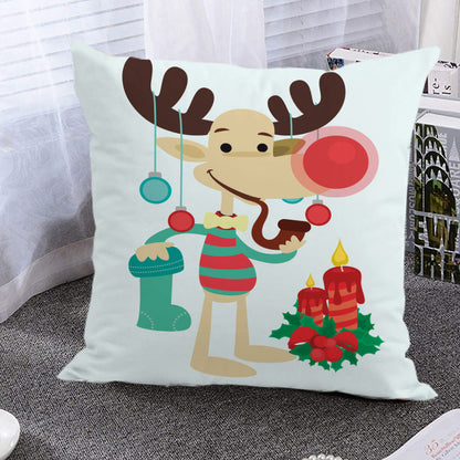 Super Soft Christmas Pillow Cover | Reindeer & Snowman Holiday Sofa Cushion