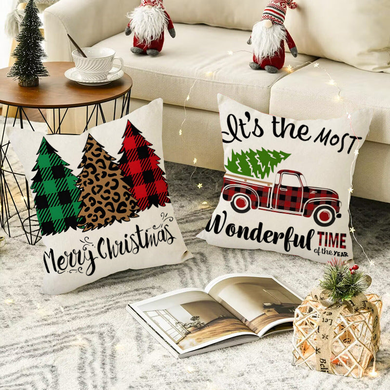 Christmas Dwarf (Gnome) Printed Pillow Cover | Linen Festive Cushion Case for Home Sofa Decoration eprolo