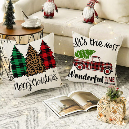 Christmas Dwarf (Gnome) Printed Pillow Cover | Linen Festive Cushion Case for Home Sofa Decoration eprolo
