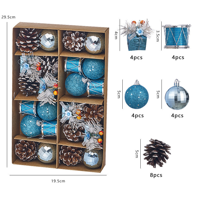 Deluxe Christmas Tree Ornament Set | Ball, Bell, Pinecone & Drum Combination Pack eprolo
