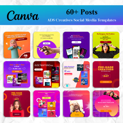60+ Ads Creative Social Media Post Template for Facebook and Instagram - CreativeRino