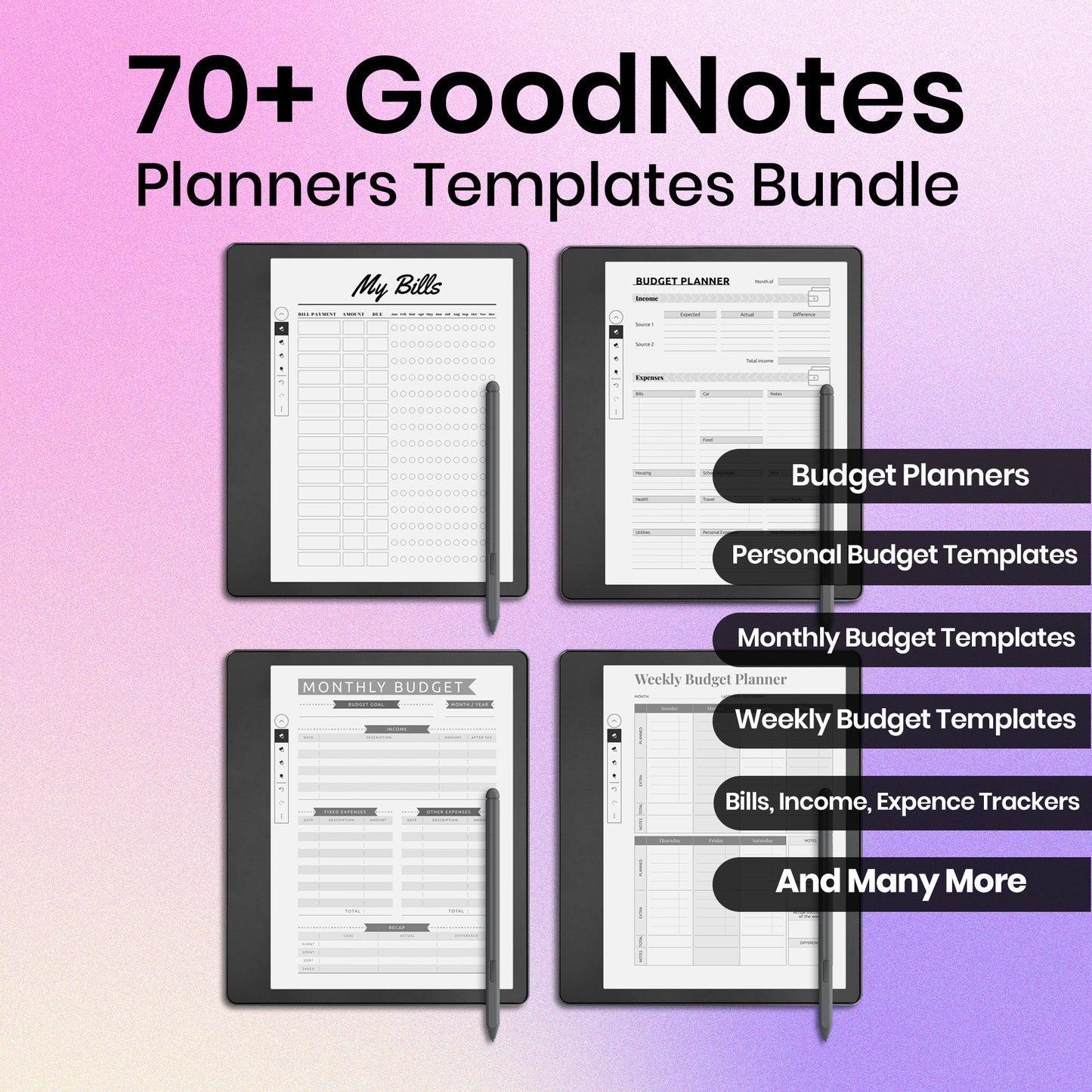 70+ GoodNotes Digital Budget Planners Template