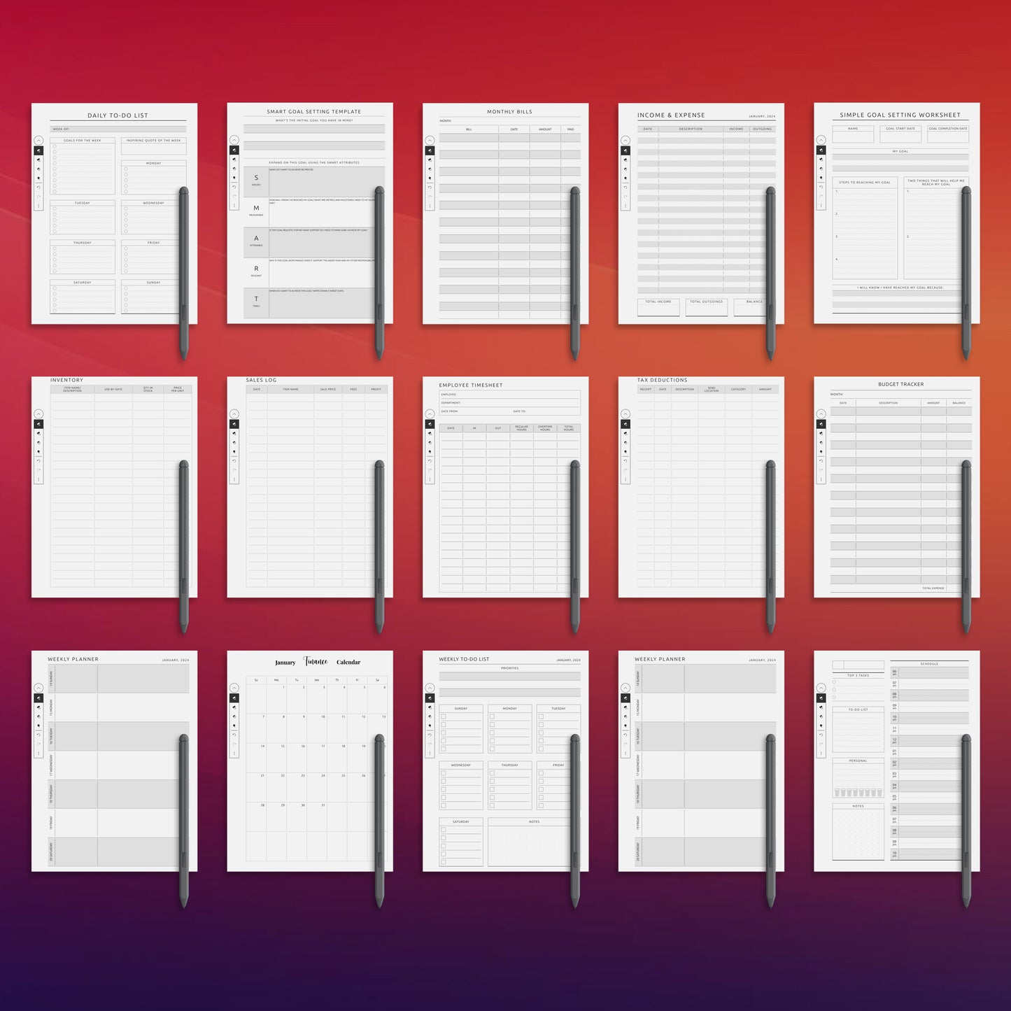 80 Supernote Planner Template Bundle