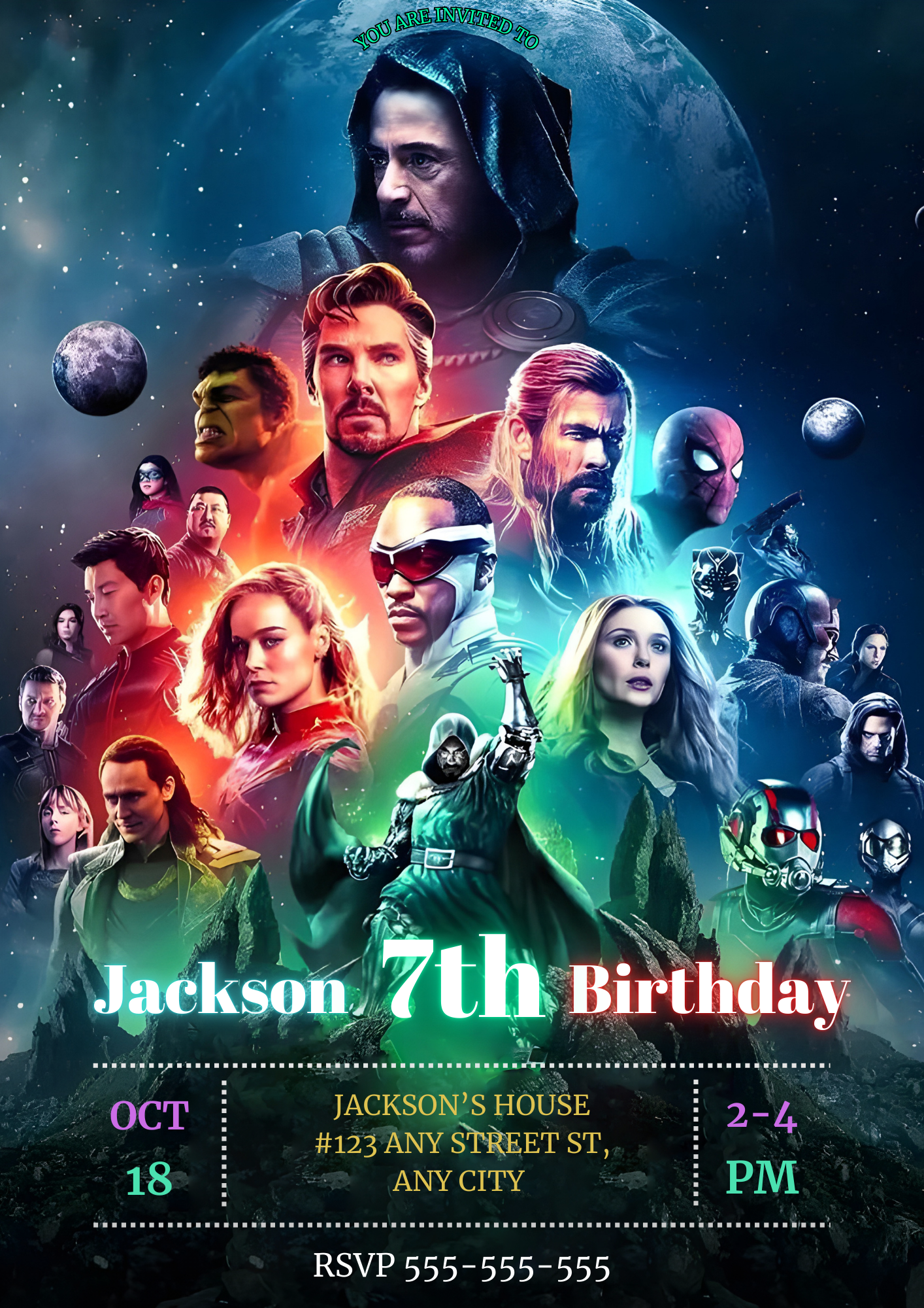 Avengers Doomsday Birthday Invite Template | Dr Doom Invitation - CreativeRino