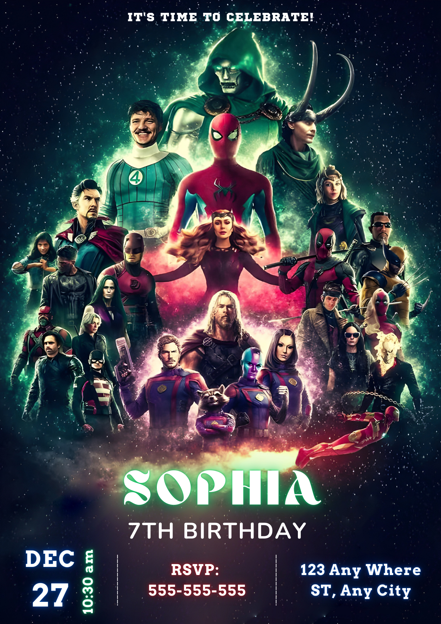 Avengers Doomsday Invitation Template | Dr Doom Birthday Invite - CreativeRino