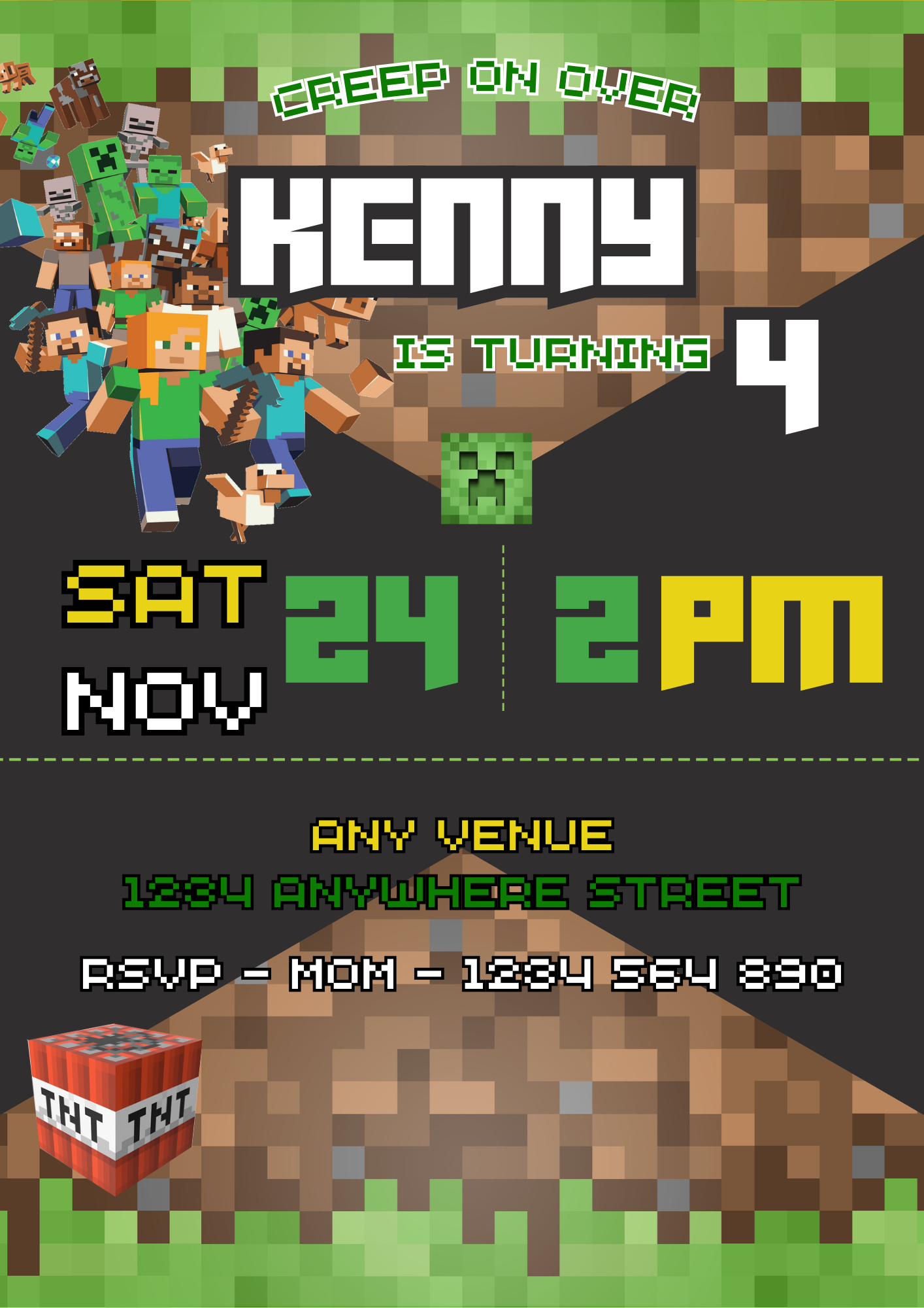 Minecraft Birthday Invitation Template