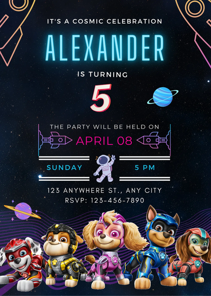Paw Patrol Birthday Invitation Template - CreativeRino