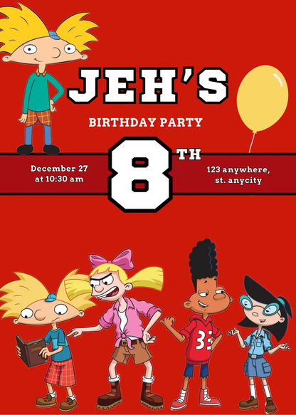 Hey Arnold Birthday Invitation Template - CreativeRino