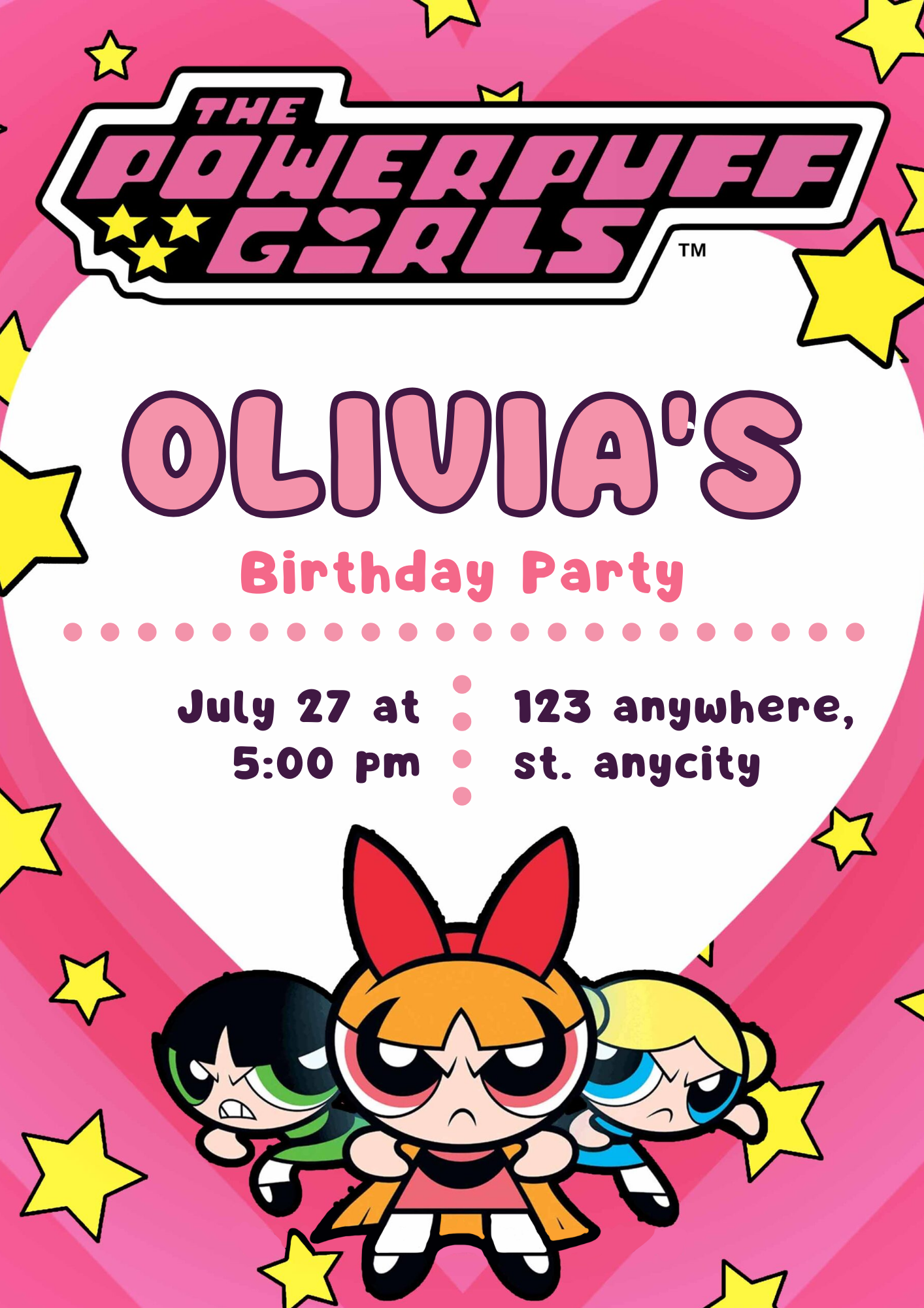 Powerpuff Girls Birthday Invitation Template