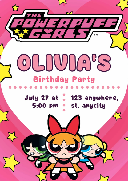 Powerpuff Girls Birthday Invitation Template - CreativeRino
