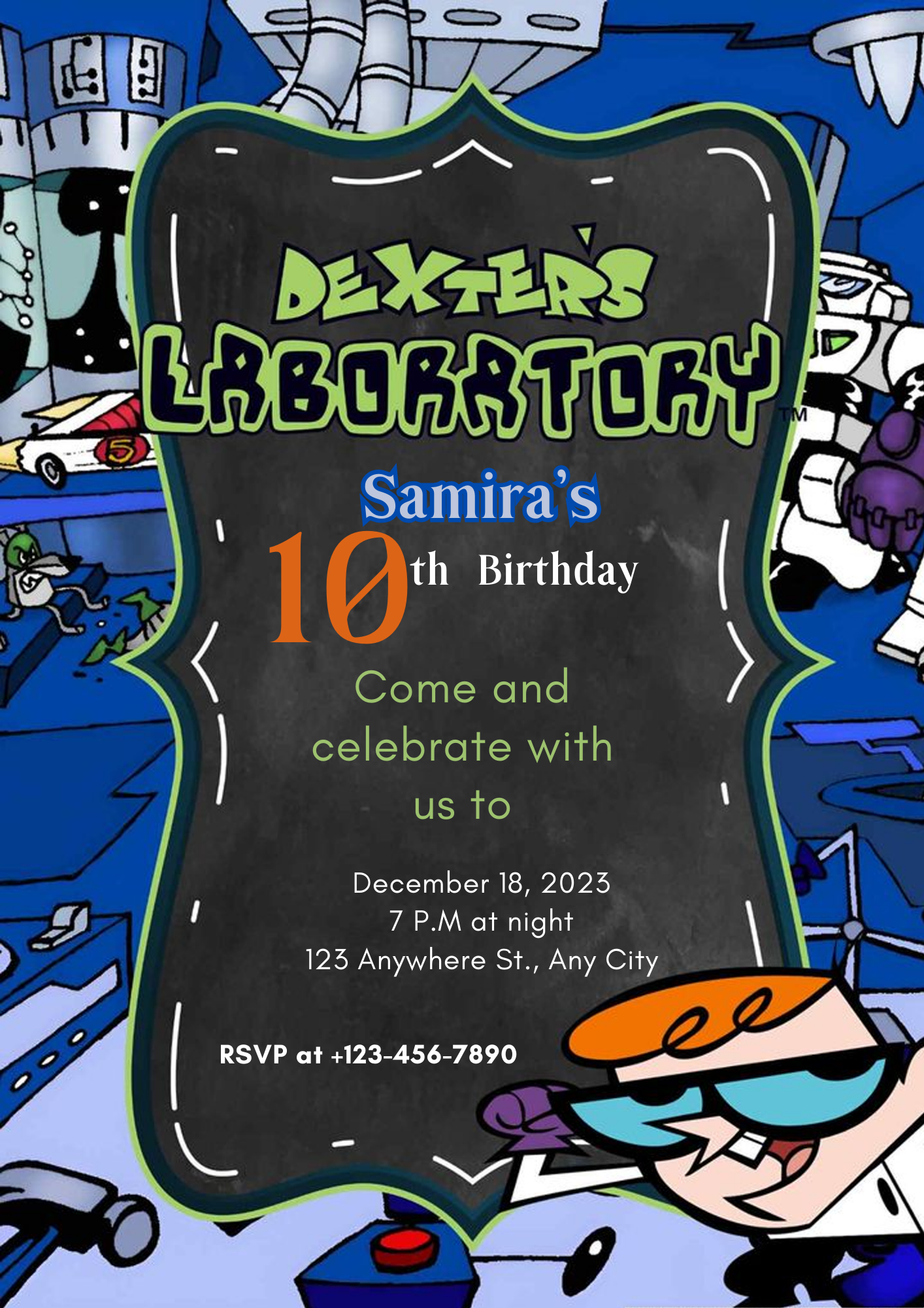 Dexter's Laboratory Birthday Invitation Template