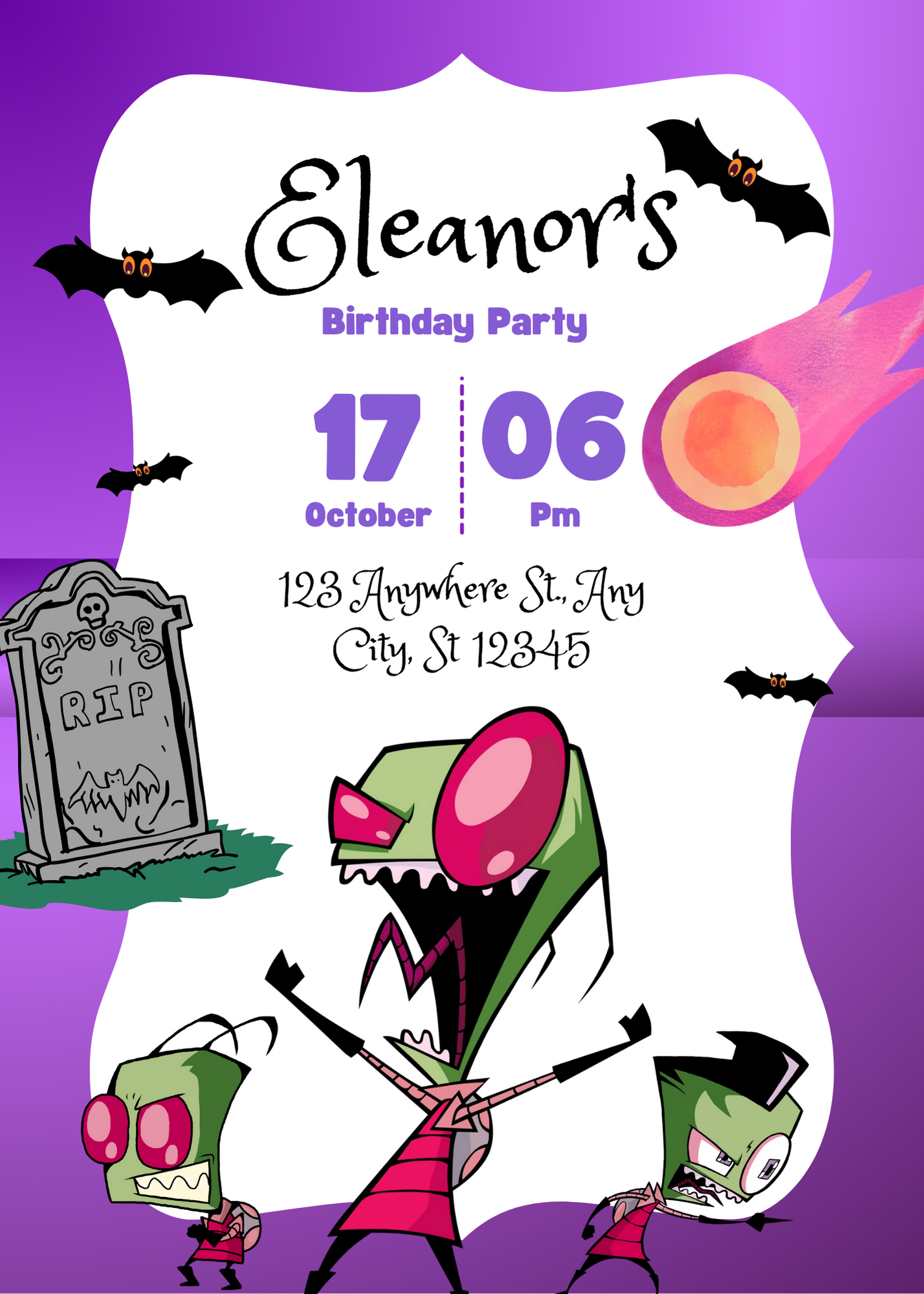 Invader Zim Birthday Invitation Template