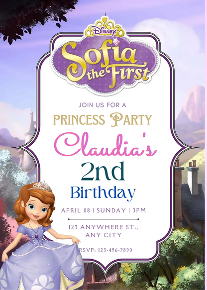 Sofia the First Birthday Invitation Template - CreativeRino