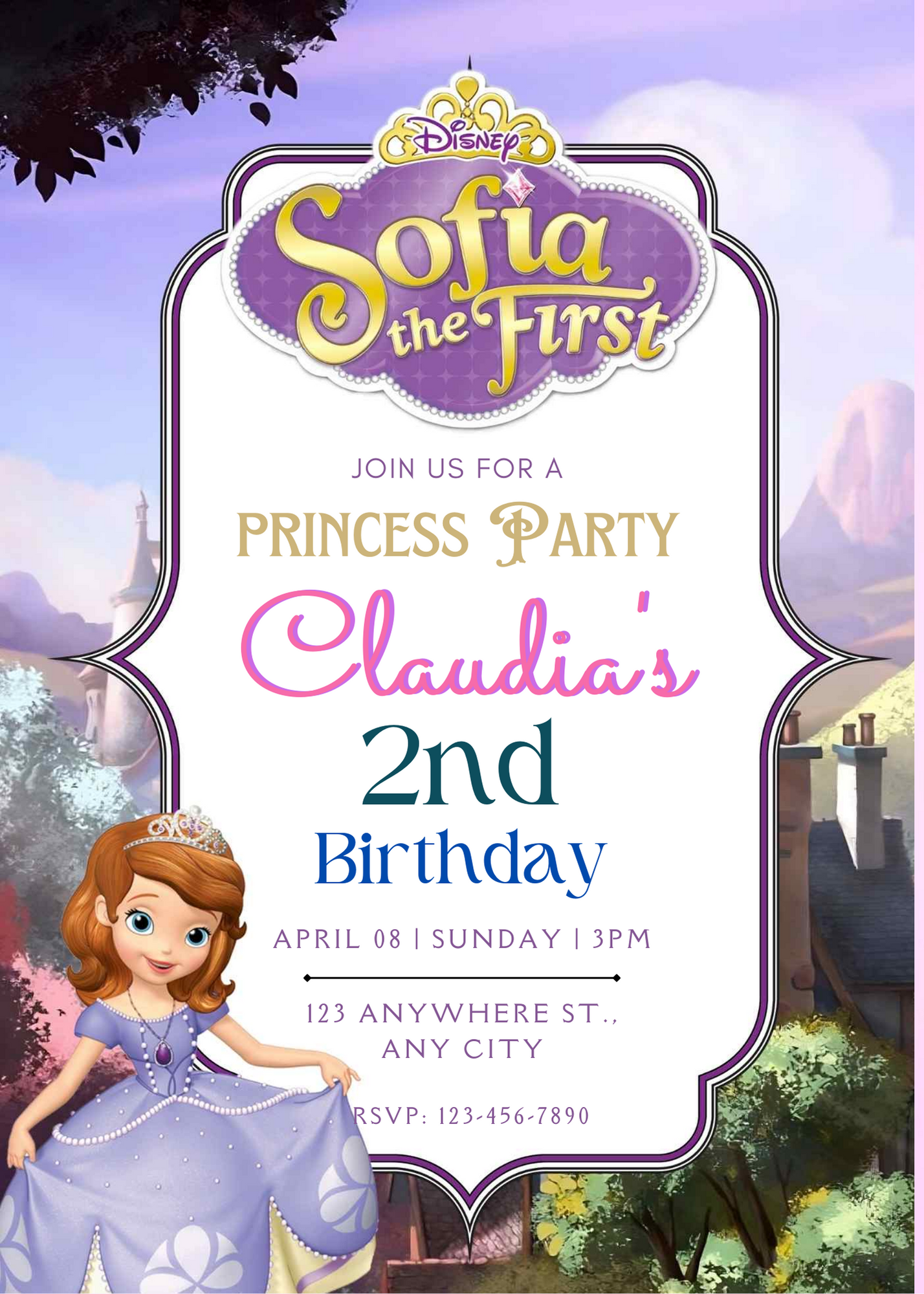 Sofia the First Birthday Invitation Template