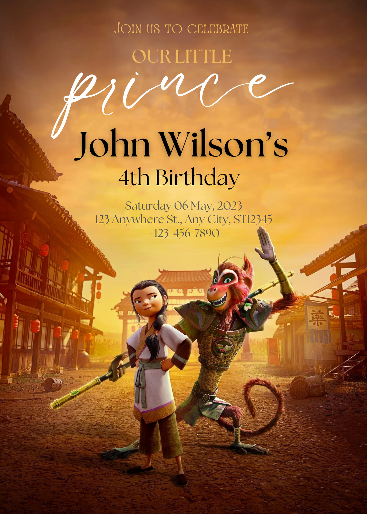 Monkey King Birthday Invitation Template