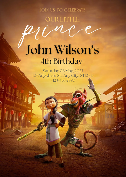 Monkey King Birthday Invitation Template - CreativeRino