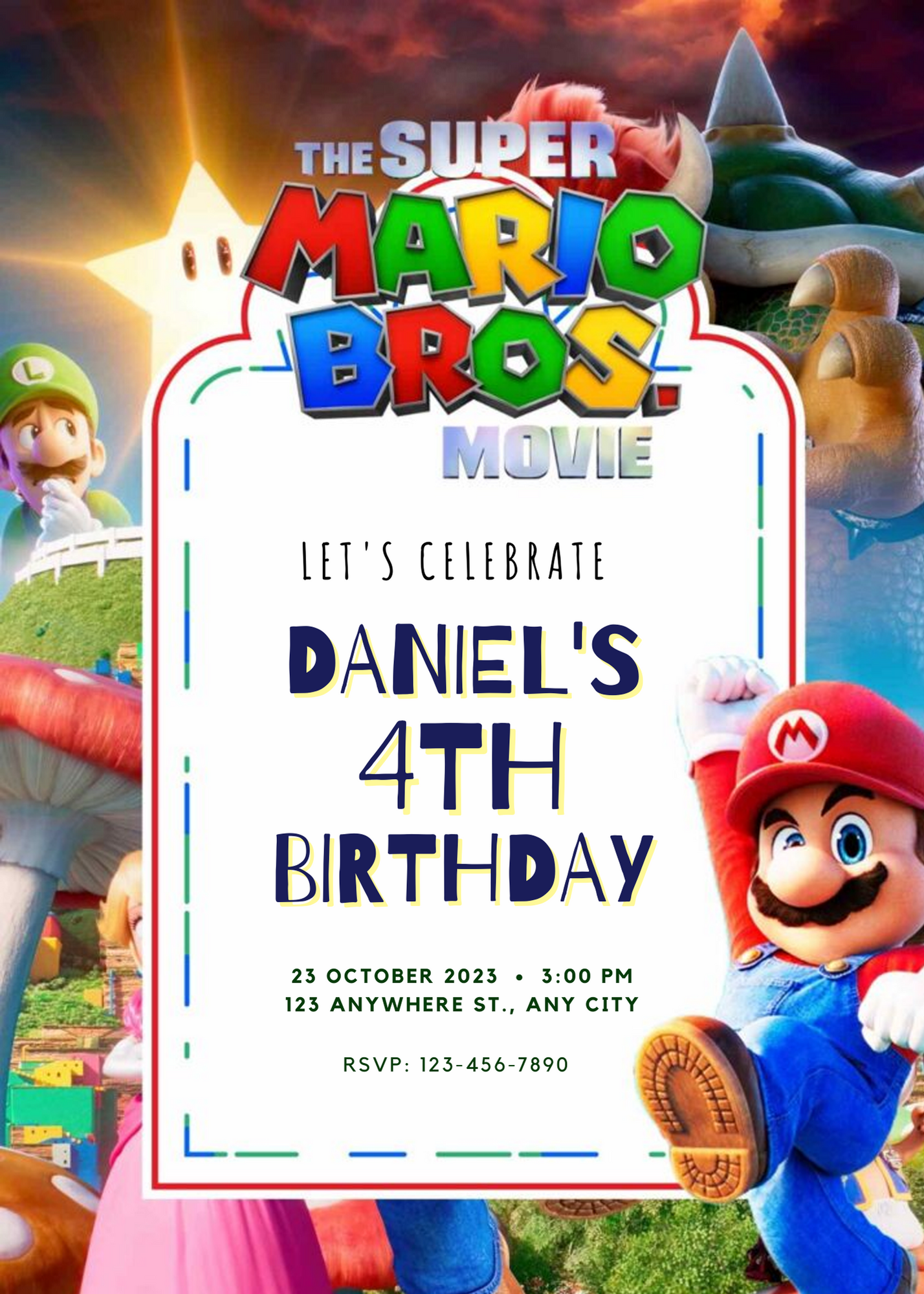 Super Mario Birthday Invitation Template