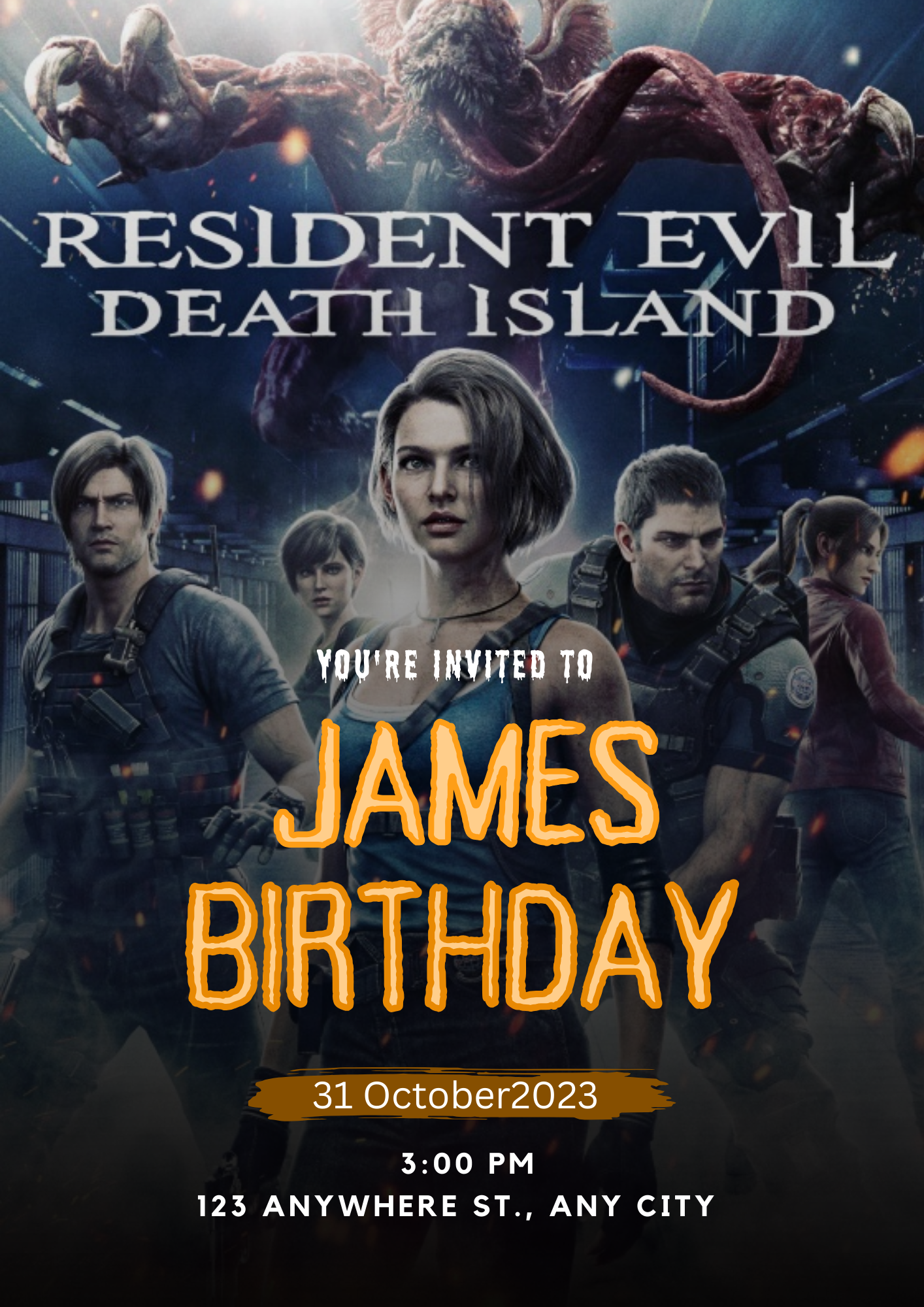 Resident Evil Death Island Birthday Invitation Template