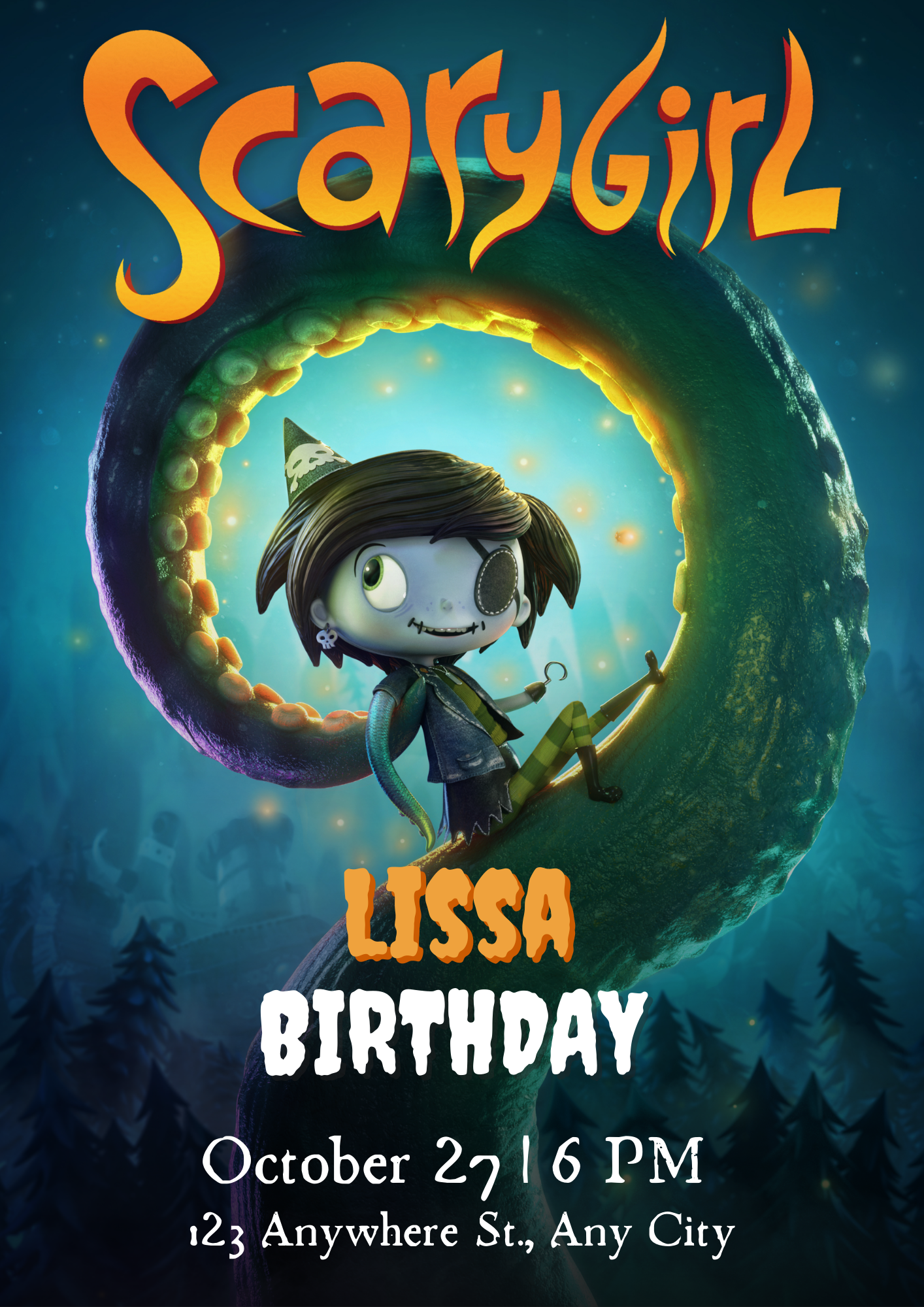 ScaryGirl Birthday Invitation Template