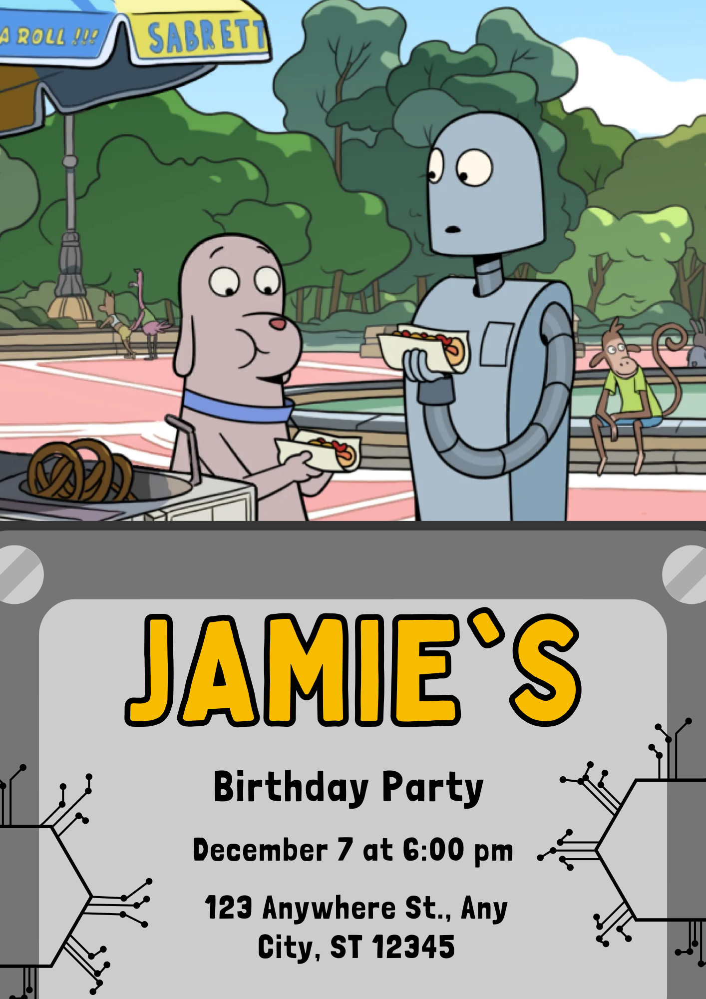 Robot Dreams Birthday Invitation Template