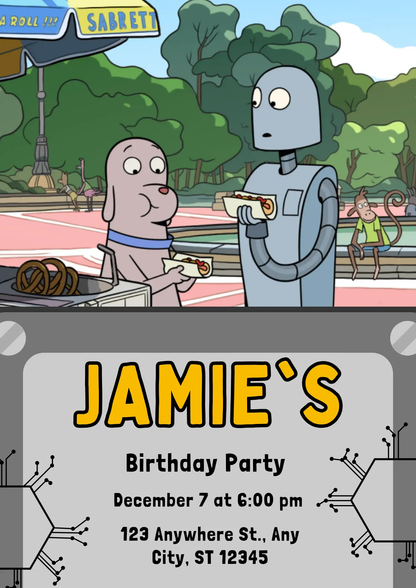 Robot Dreams Birthday Invitation Template - CreativeRino