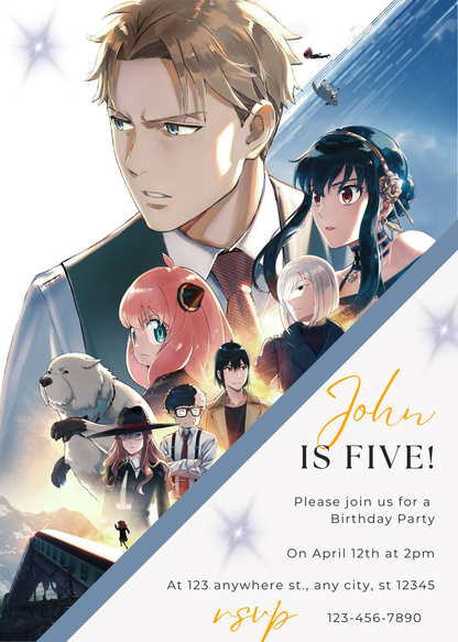 Spy x Family Birthday Invitation Template - CreativeRino