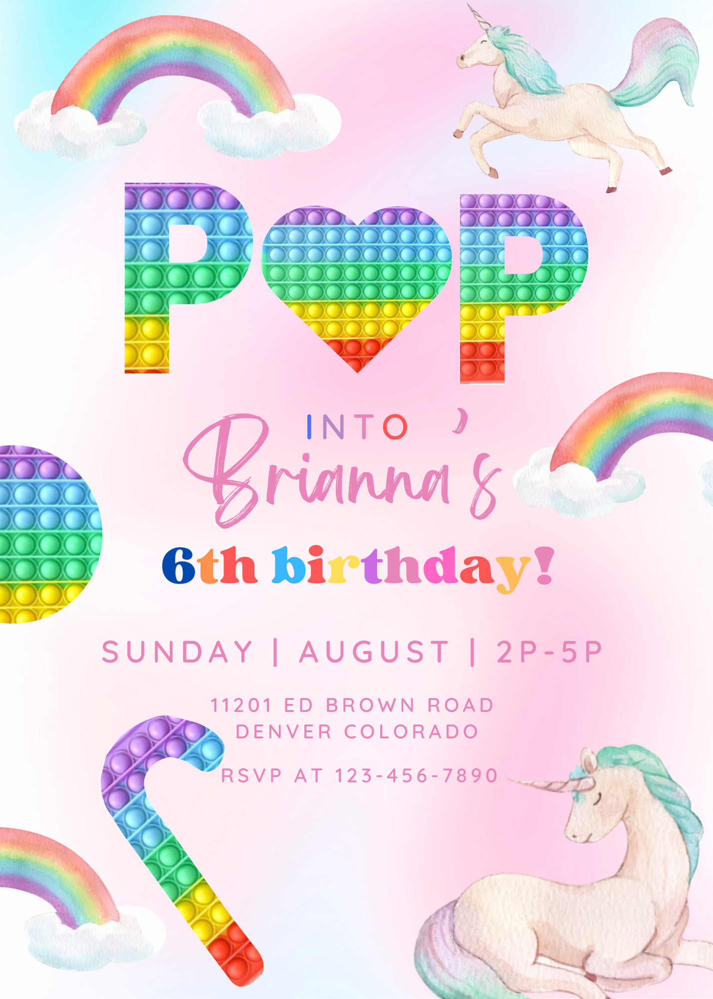 Pop It Birthday Invitation Template