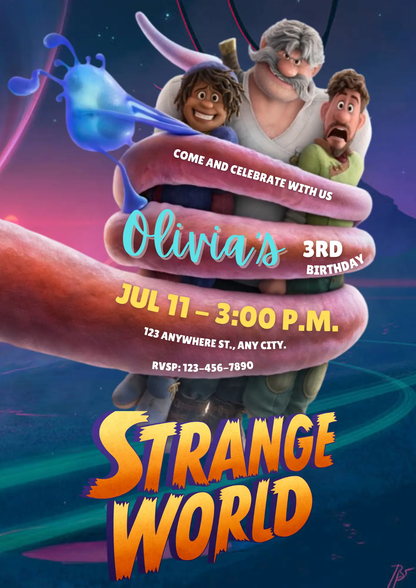 Strange World Birthday Invitation Template - CreativeRino