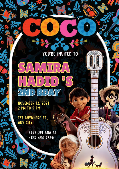 Coco Birthday Invitation Template - CreativeRino