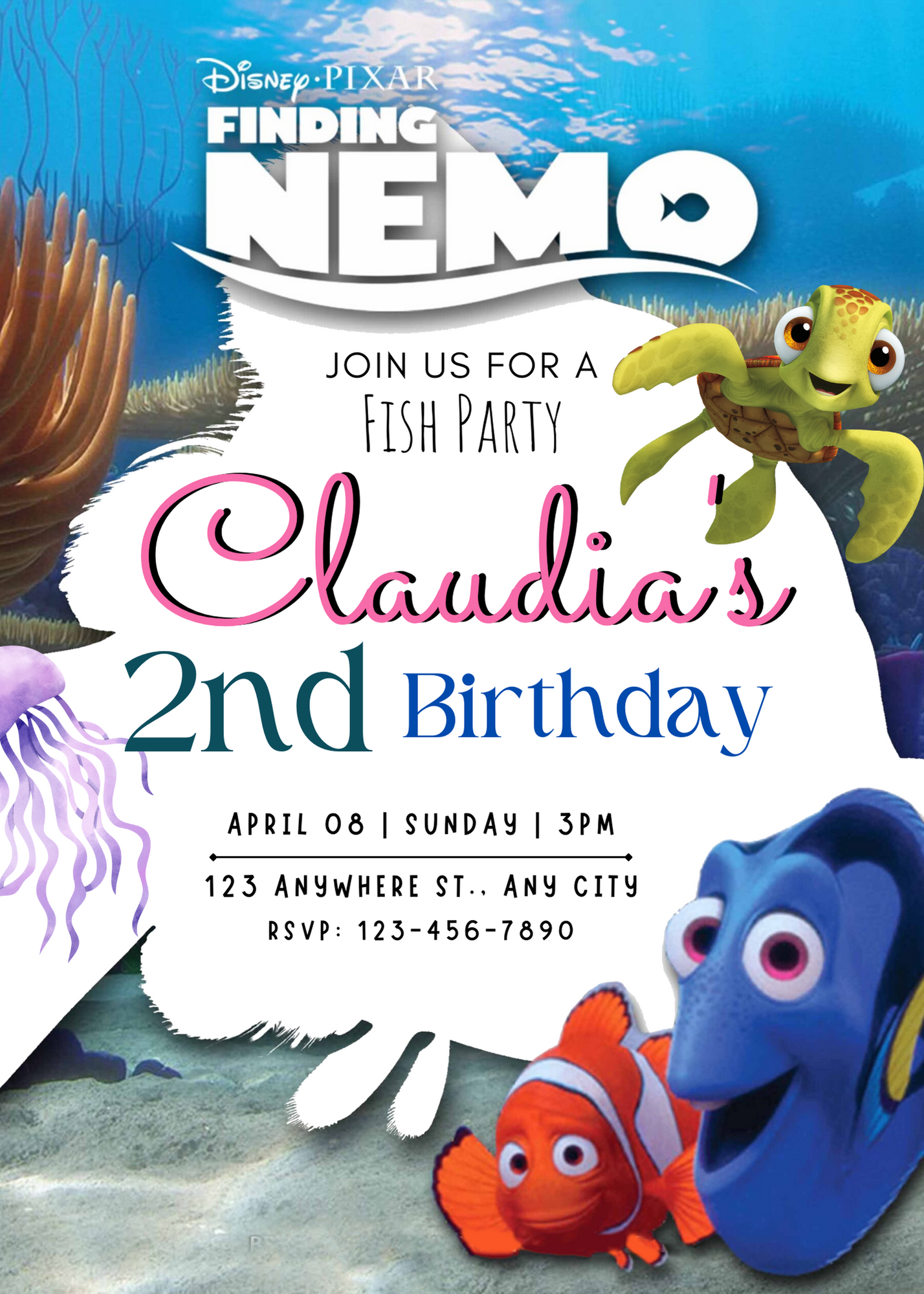 Finding Nemo Birthday Invitation Template