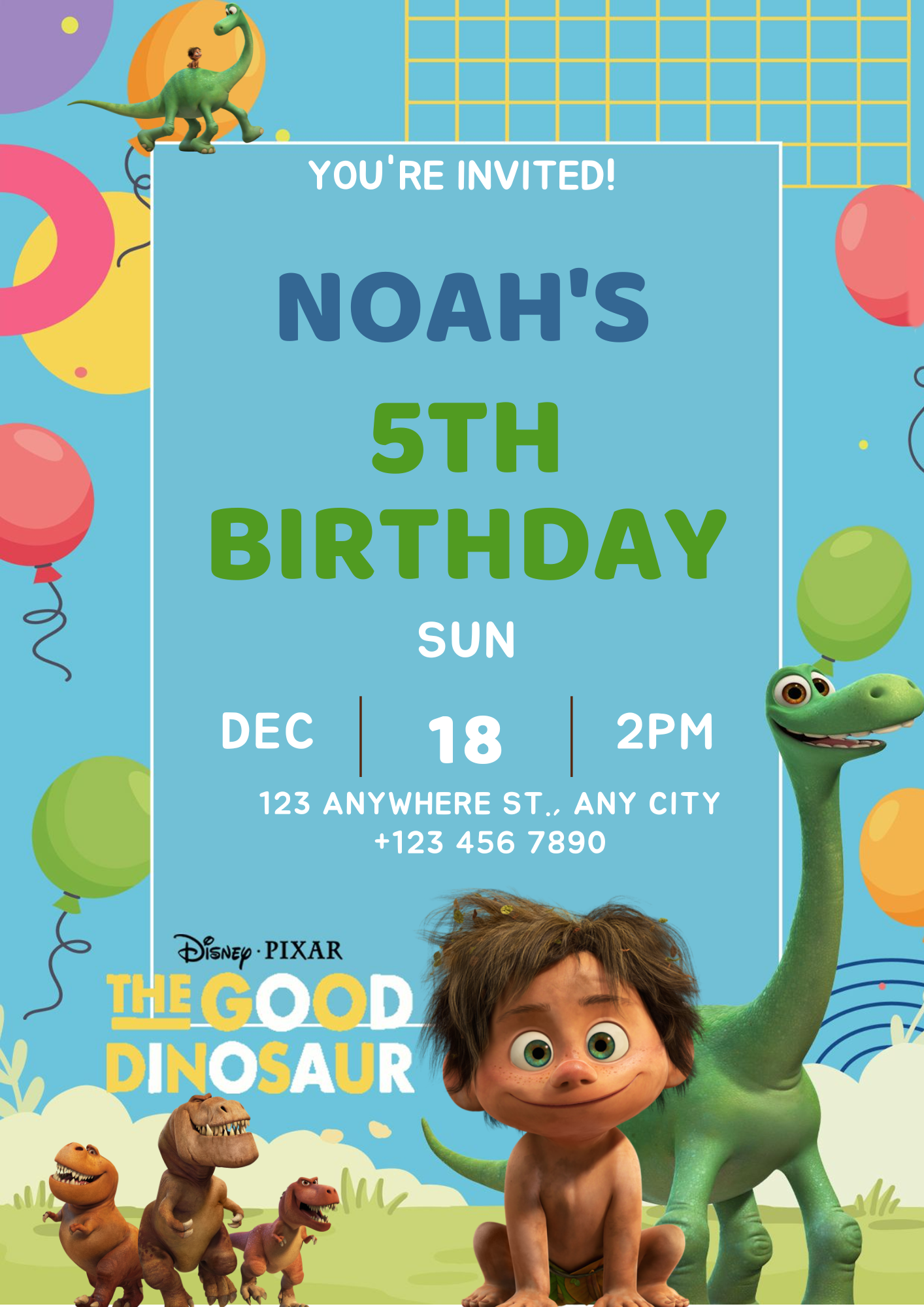 Good Dinosaur Birthday Invitation Template