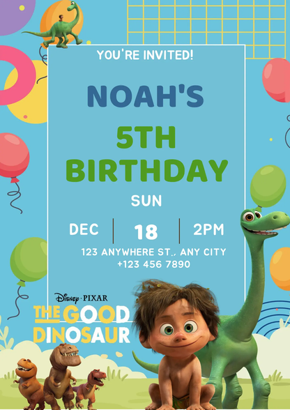 Good Dinosaur Birthday Invitation Template - CreativeRino
