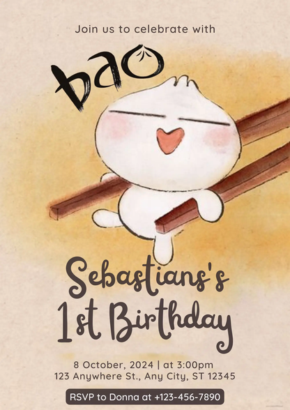Bao Birthday Invitation Template - CreativeRino