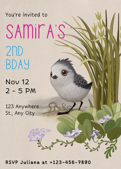 Bird Birthday Invitation Template - CreativeRino
