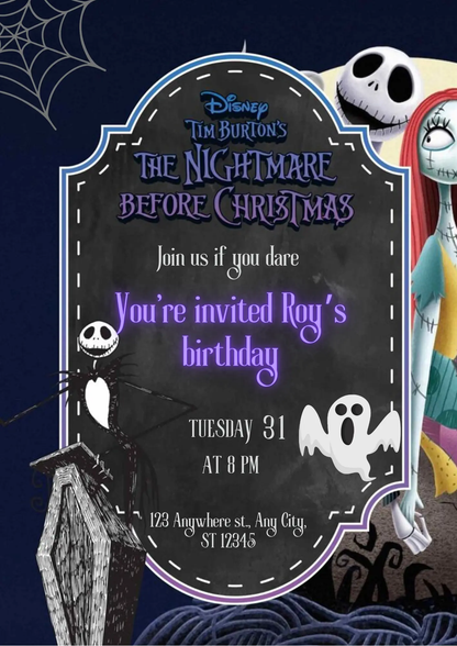 The Nightmare Before Christmas Birthday Invitation Template - CreativeRino