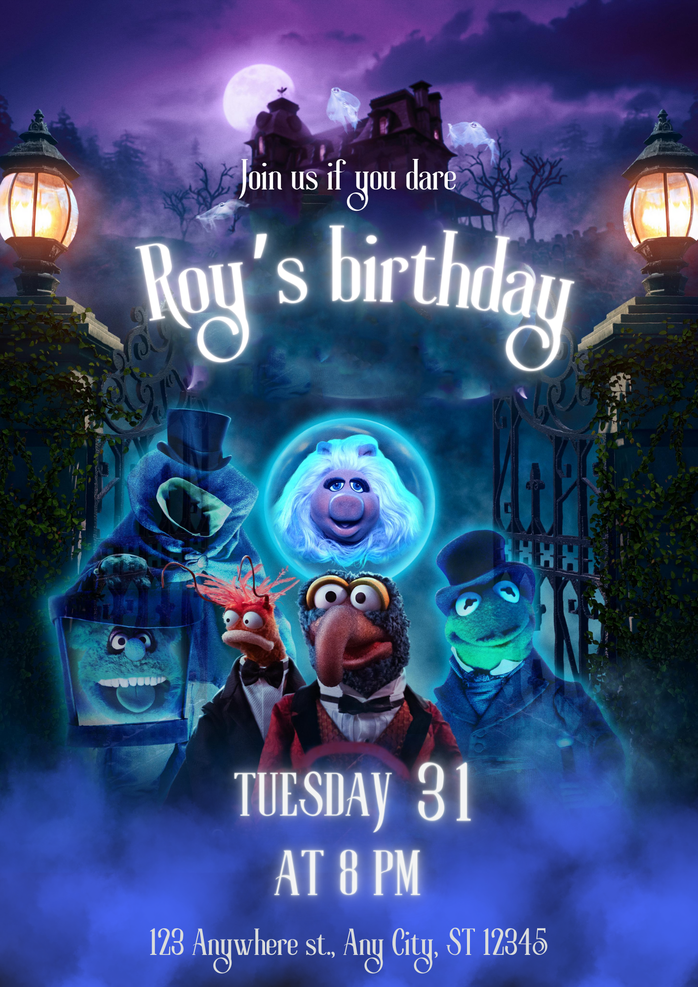 Muppets Haunted Mansion Birthday Invitation Template