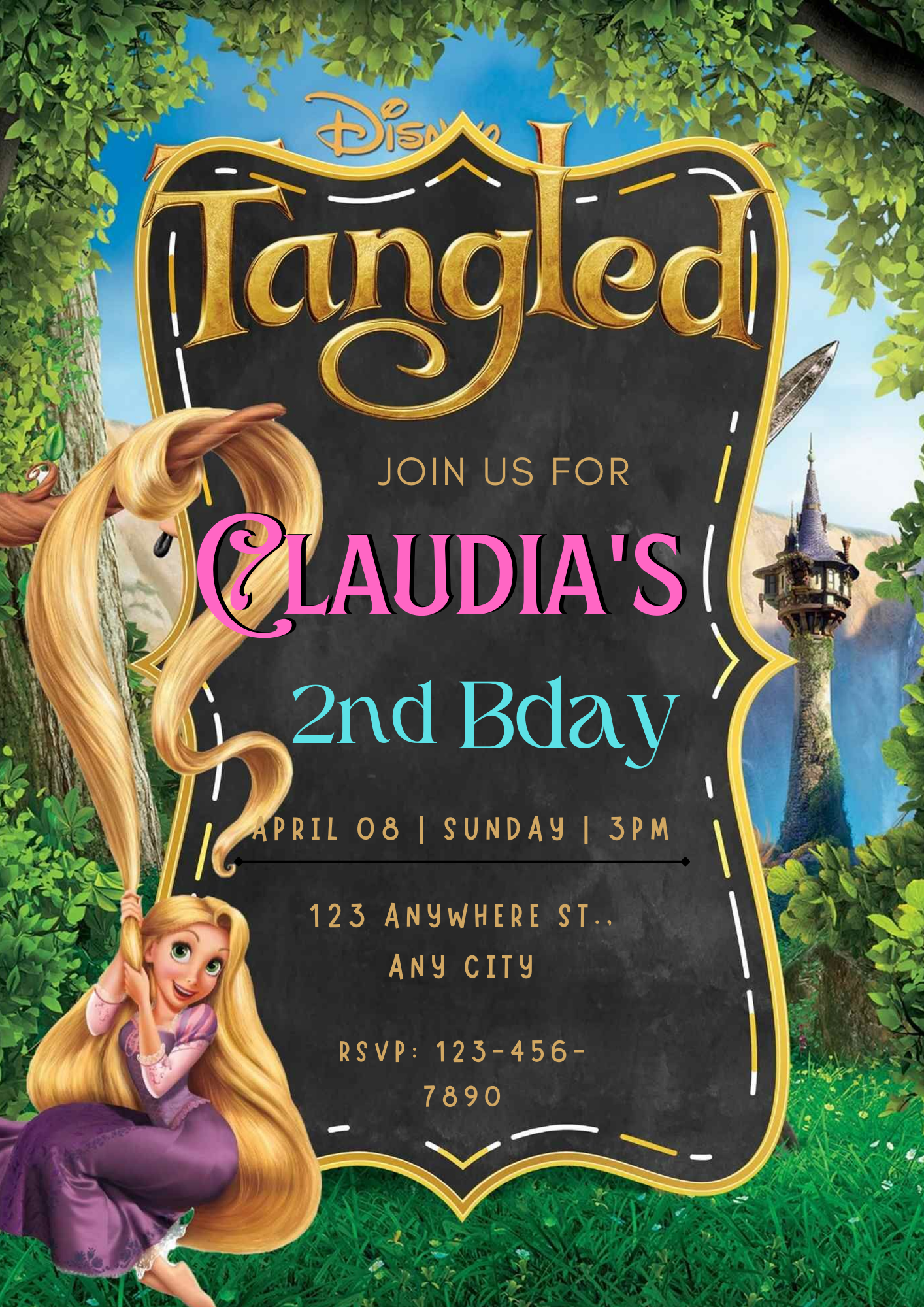 Tangled Birthday Invitation Template