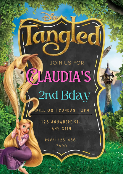 Tangled Birthday Invitation Template - CreativeRino
