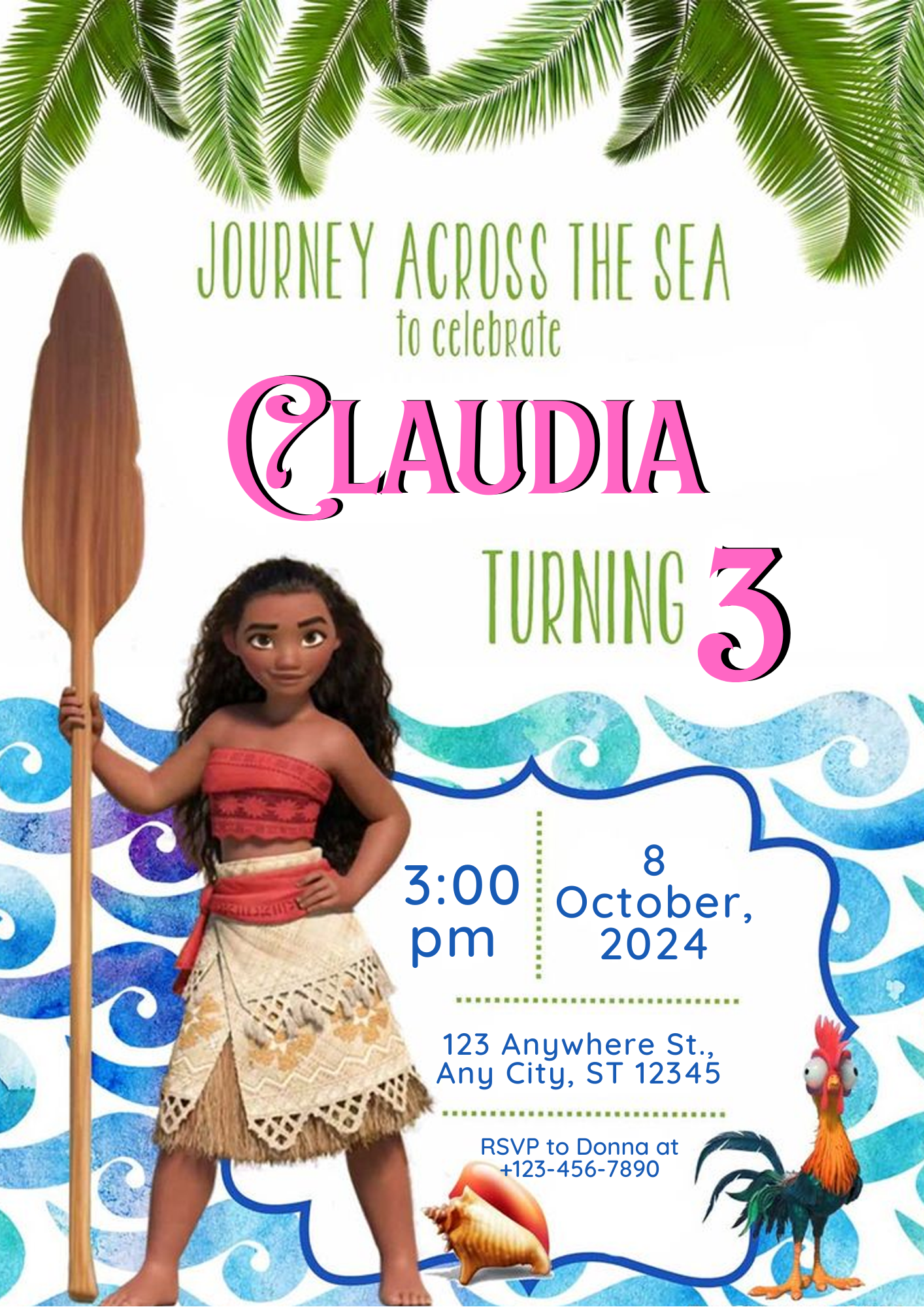 Moana Birthday Invitation Template