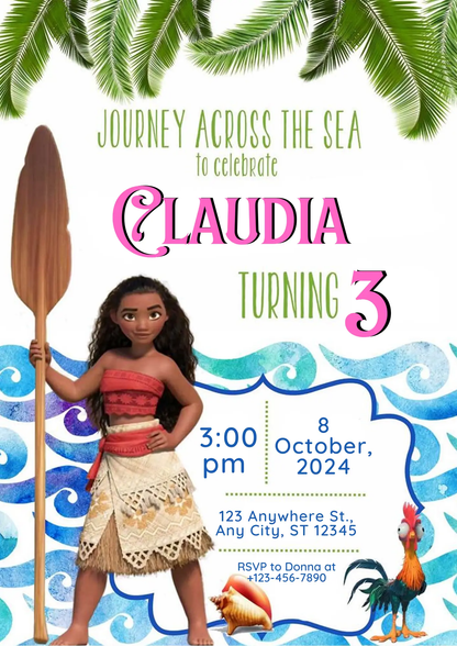 Moana Birthday Invitation Template - CreativeRino