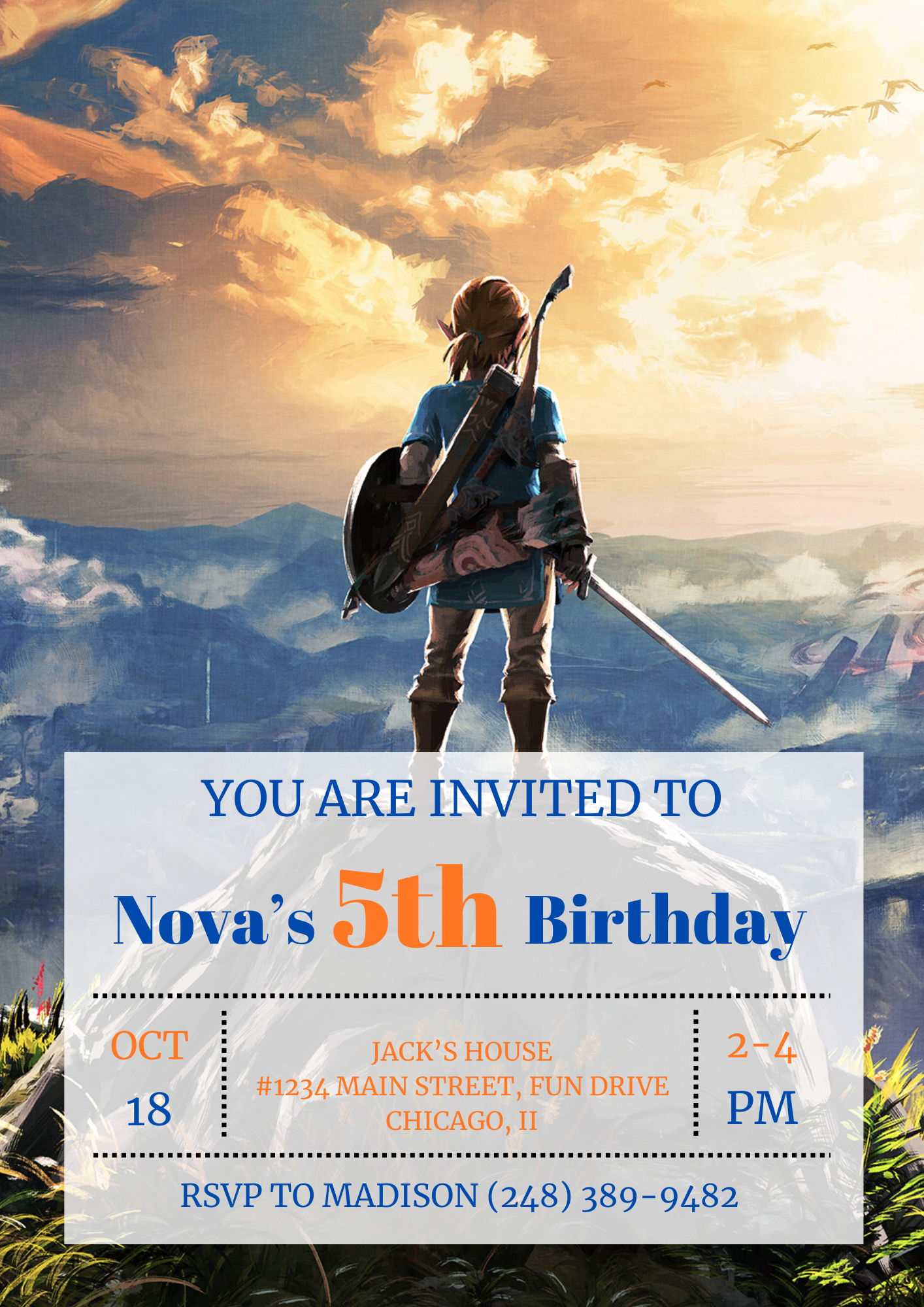 Zelda Birthday Invitation Template | The Legend of Zelda Birthday Invite