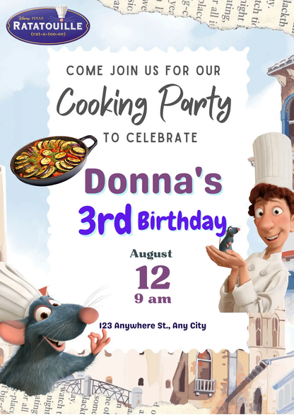 Ratatouille Birthday Invitation Template - CreativeRino