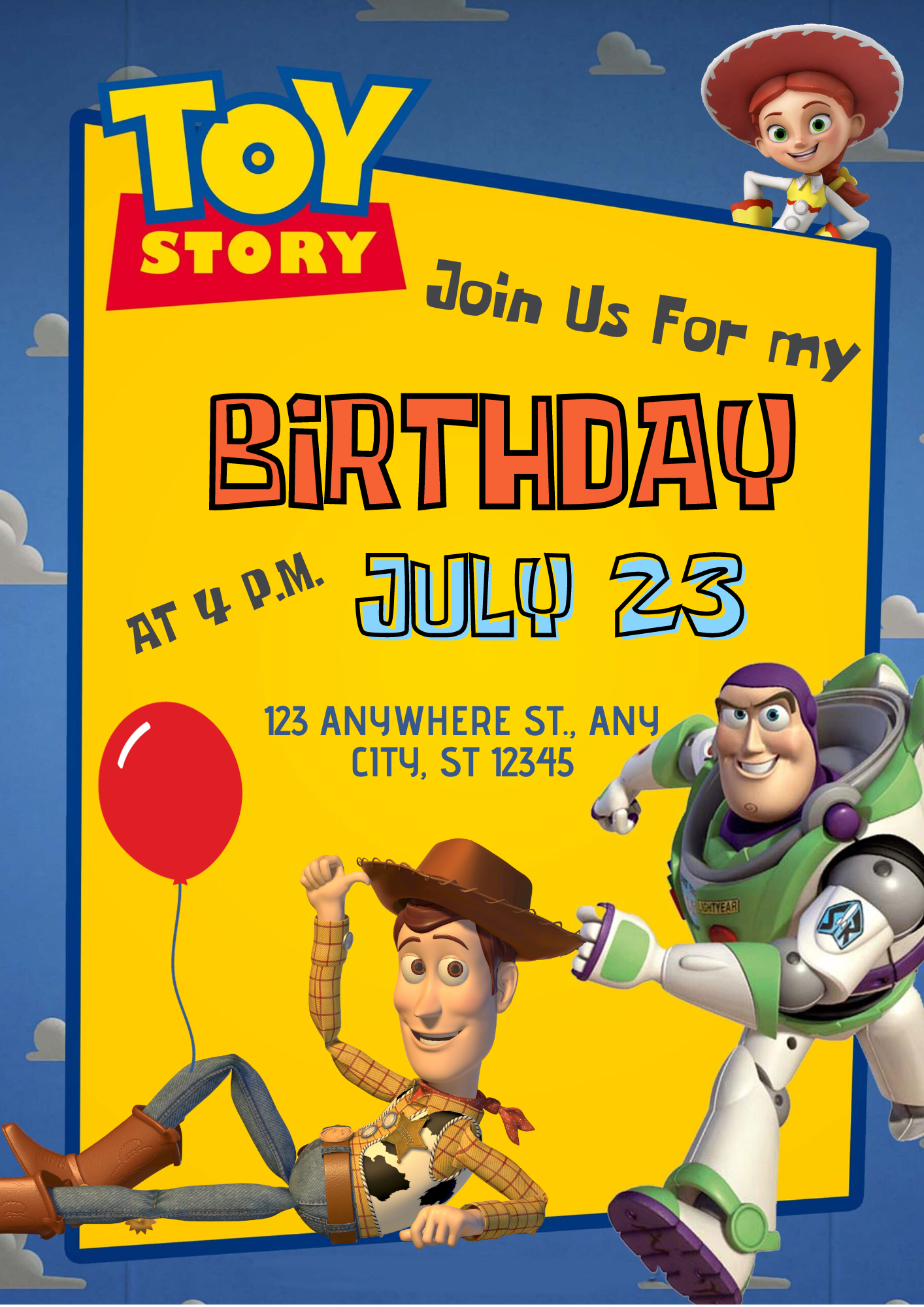 Toy Story Birthday Invitation Template | Buzz Lightyear and Woody Invite