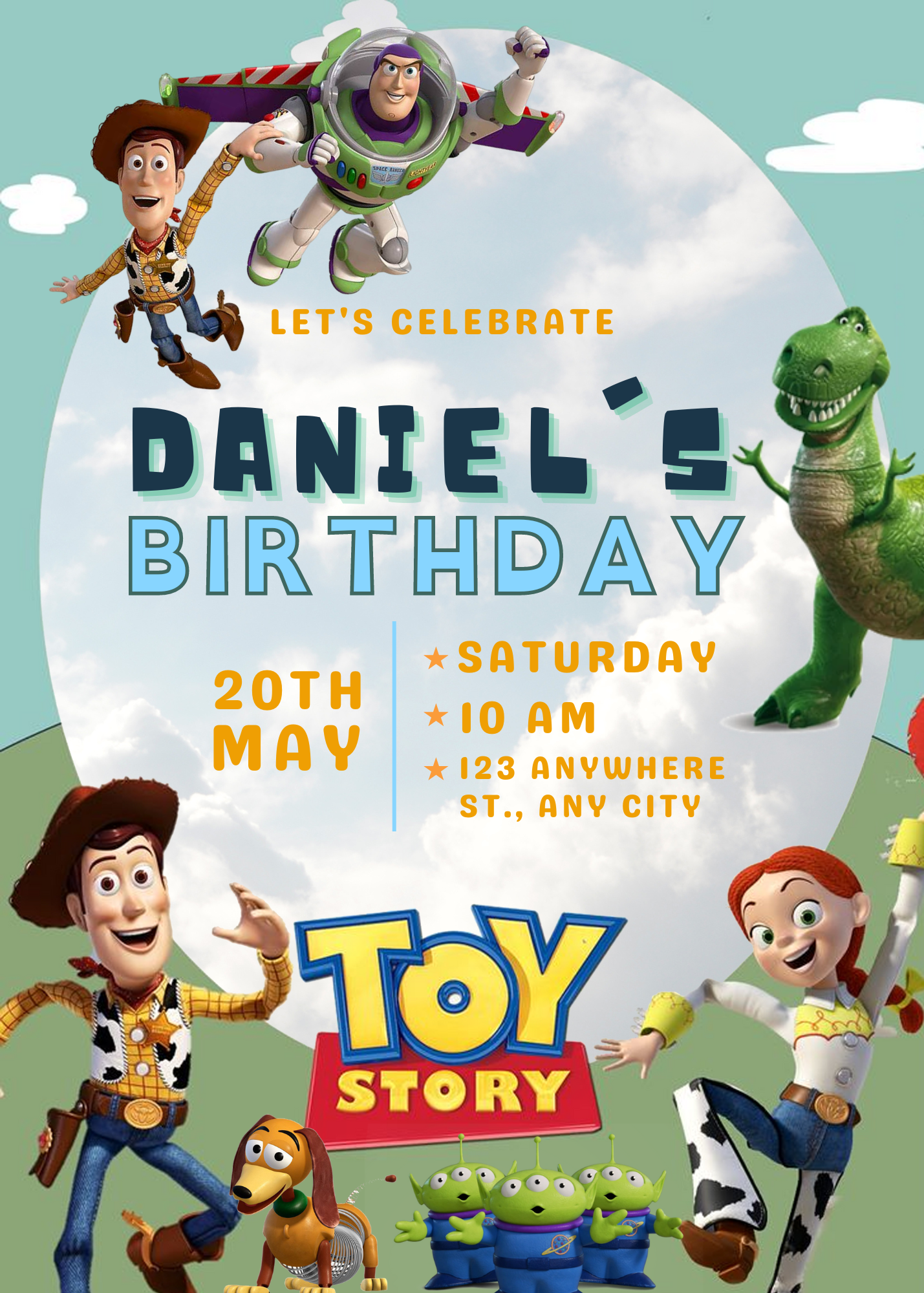 Toy Story Birthday Invitation Template | Buzz Lightyear and Woody Invite