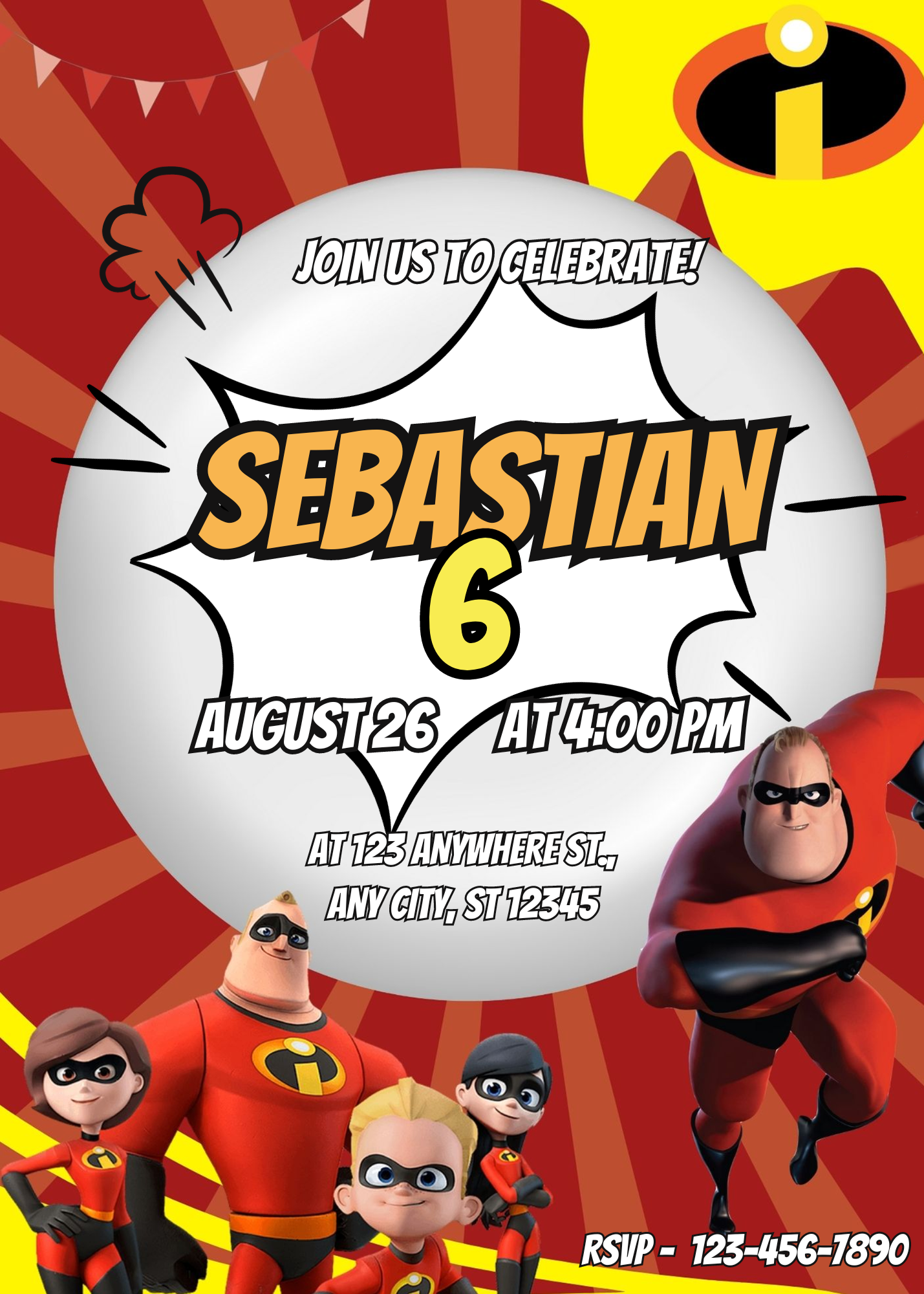 The Incredibles Birthday Invitation Template