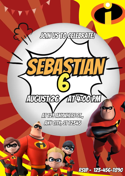 The Incredibles Birthday Invitation Template - CreativeRino