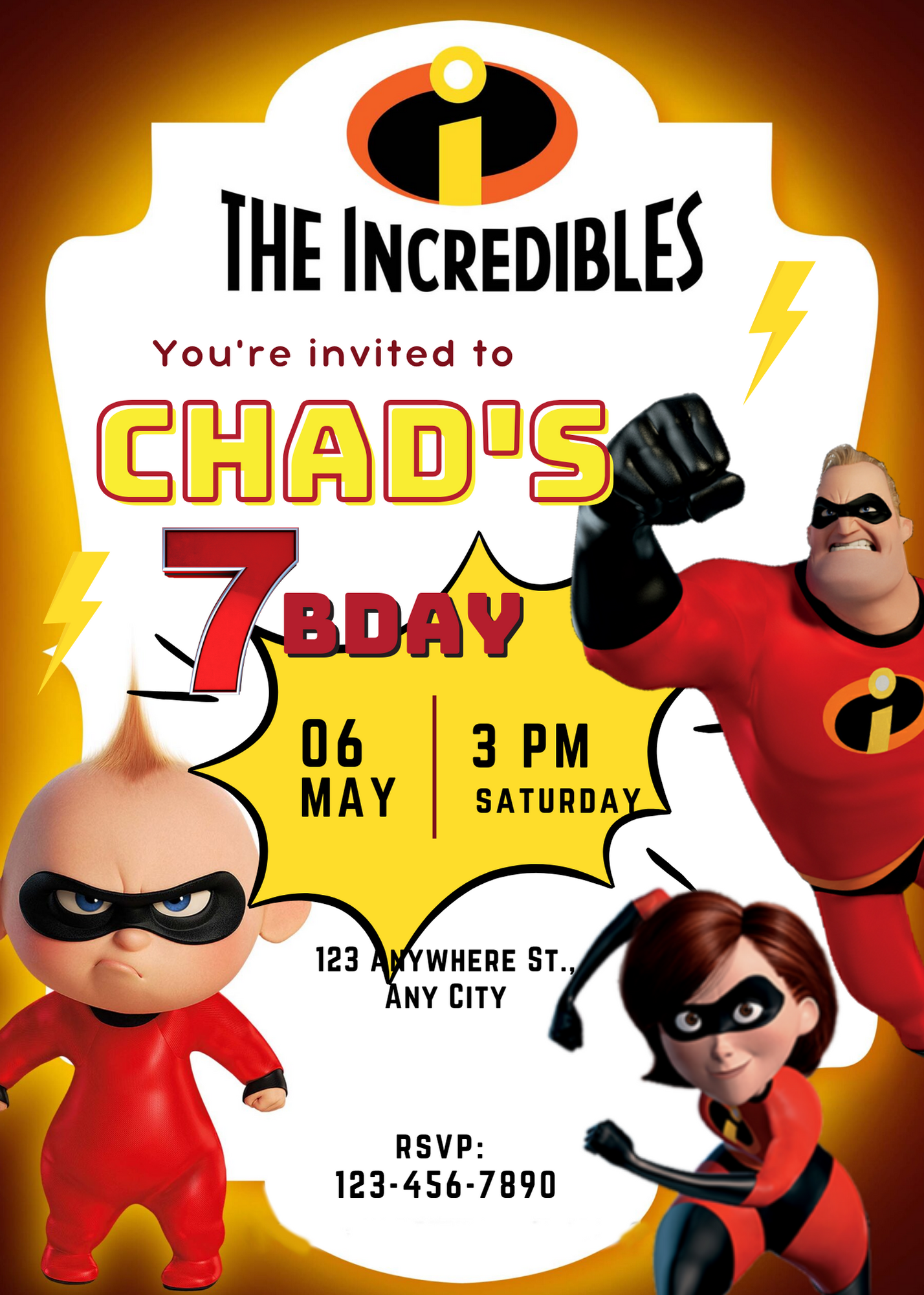 The Incredibles Birthday Invitation Template