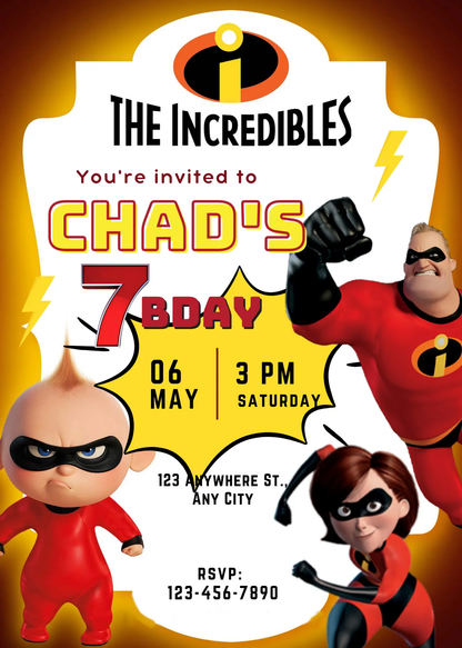The Incredibles Birthday Invitation Template - CreativeRino