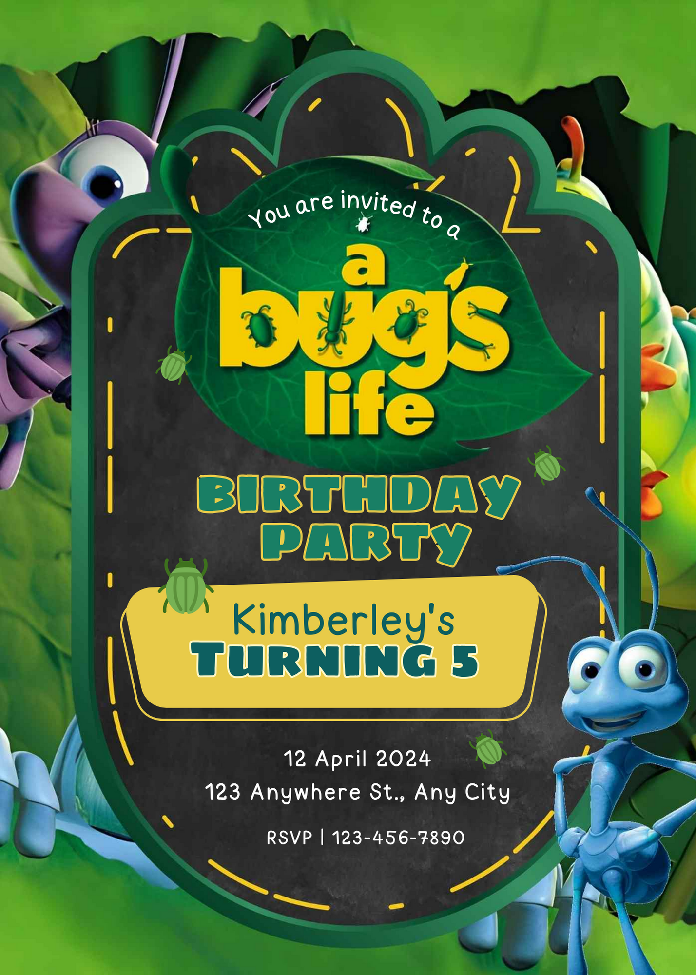 A Bugs Life Birthday Invitation Template